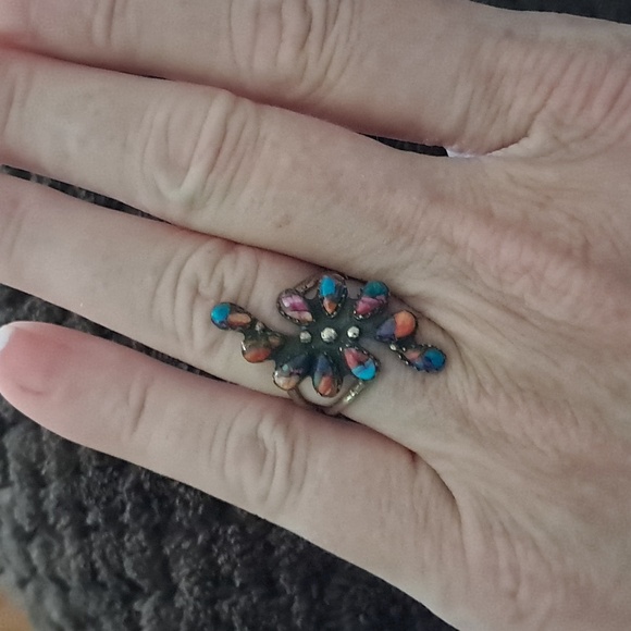 Spiny Oyster Turquoise Set In 925 Sterling Silver. - Picture 2 of 5